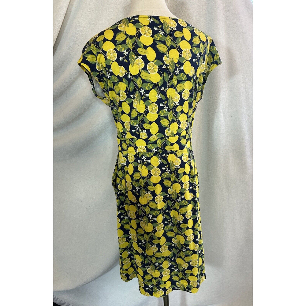 Boden Navy Midi Dress with Yellow Lemon Print - Picture 4 of 8